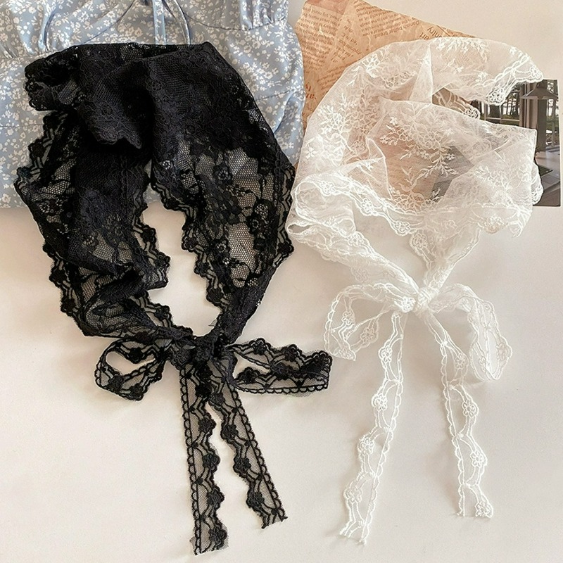 Hair Net Invisible - Lace Up Floral Triangle Headscarf Women