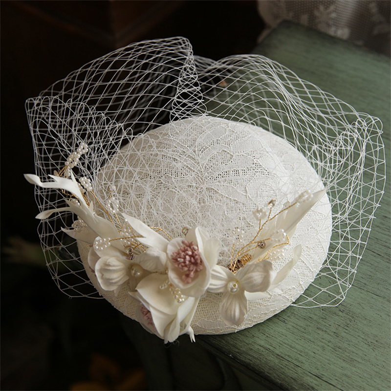 Pearls Flower Bridal Hat with  - Hair Net Invisible recension och pris
