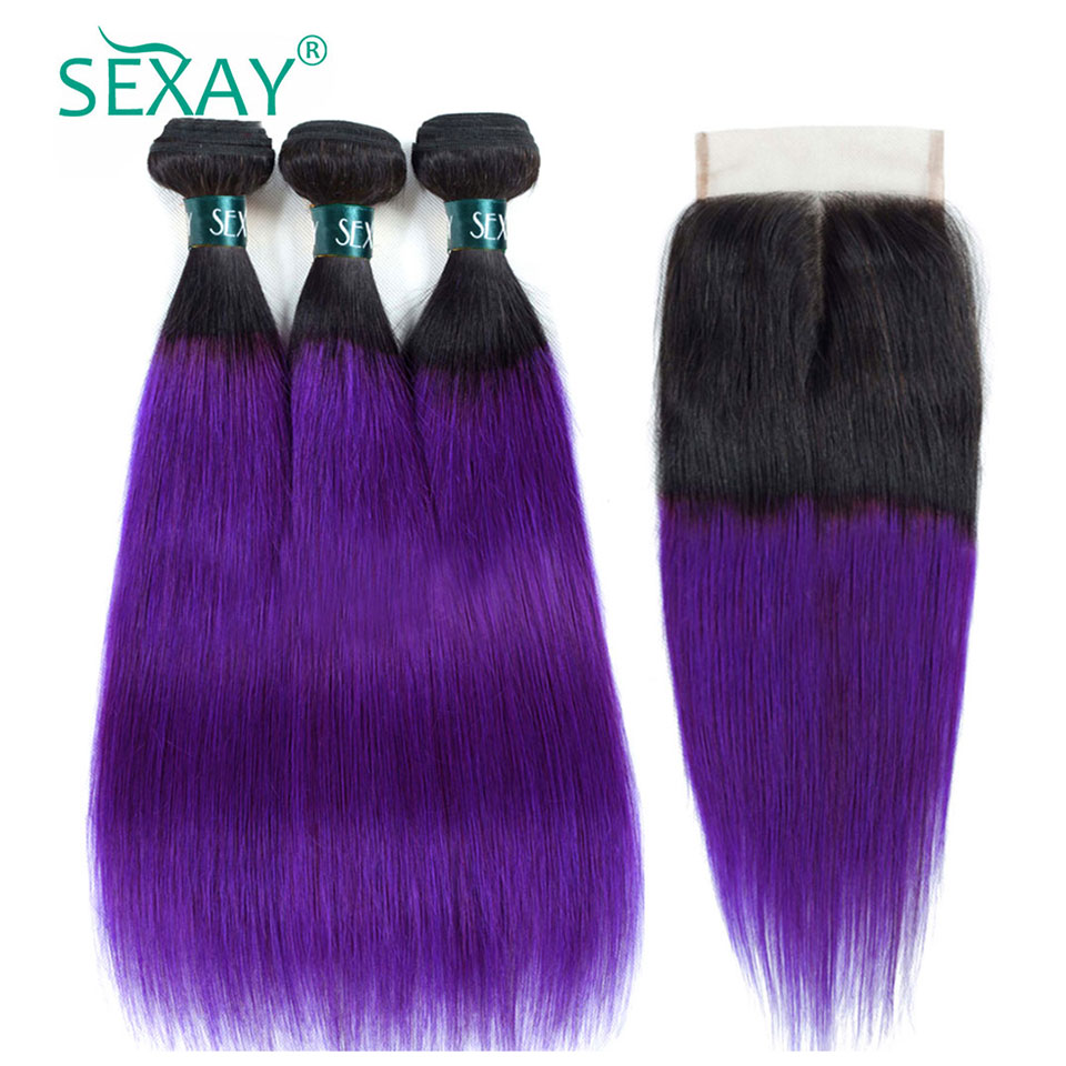 1B Purple Human Hair Bundles W - Hair Care Indian recension och pris