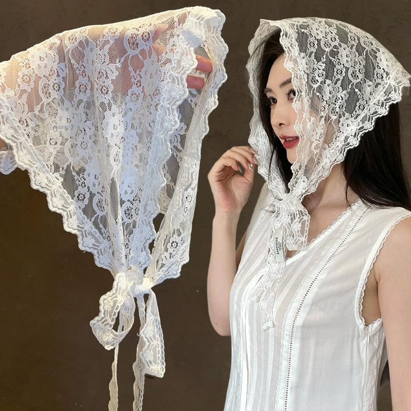 Lace Up Floral Triangle Headsc - Hair Net Invisible recension och pris