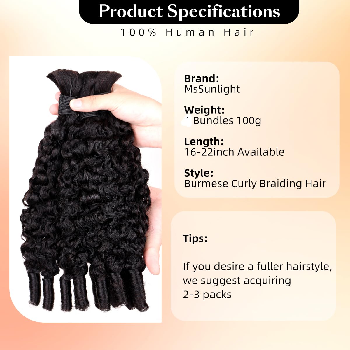 15A Human Braiding Hair for Bo - Hair Care Indian recension och pris