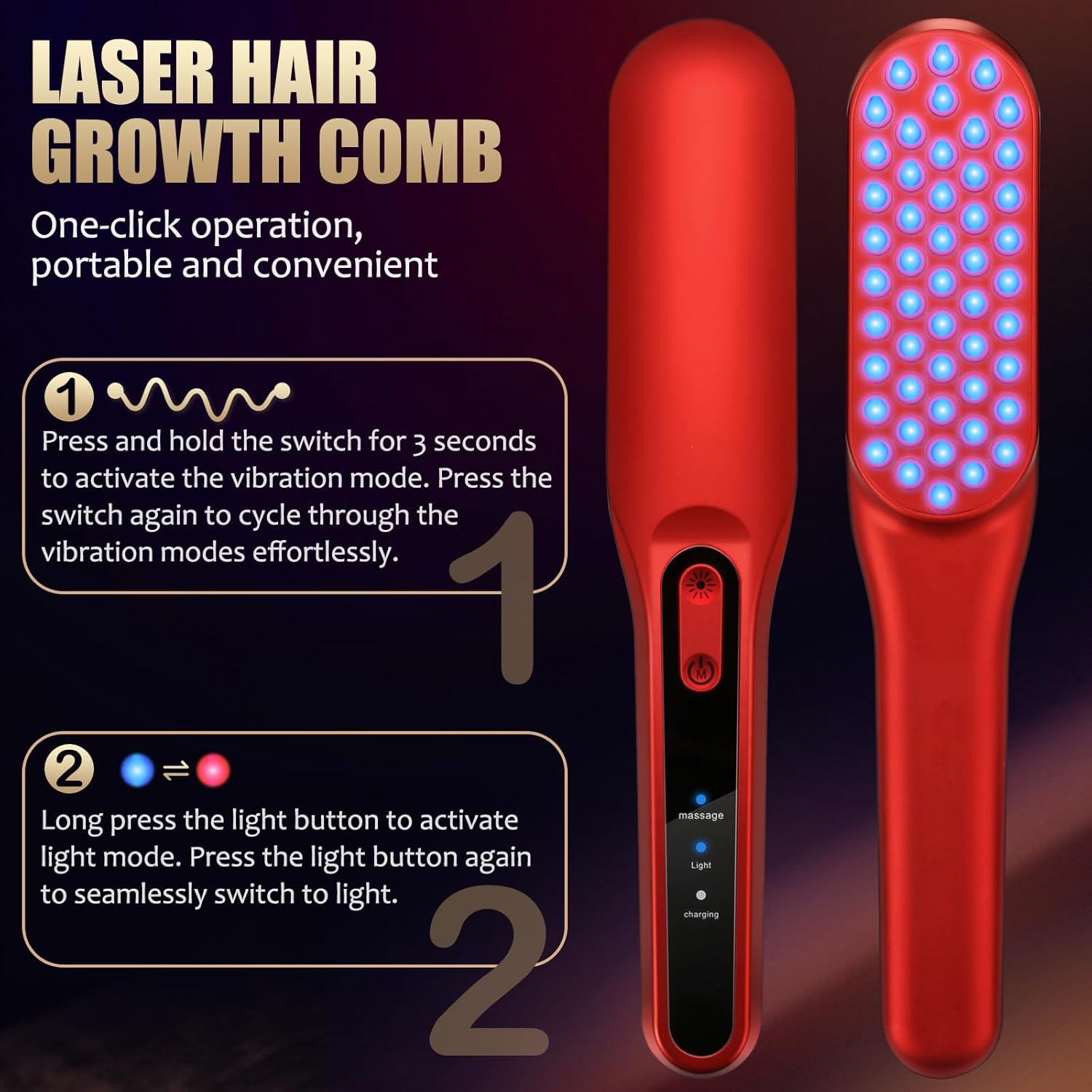 Laser Hair Growth Comb, Red Li - Hair Care With Protein recension och pris