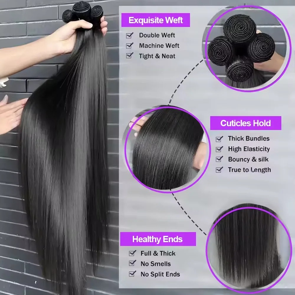12A Bone Straight Real Human H - Hair Care Indian recension och pris