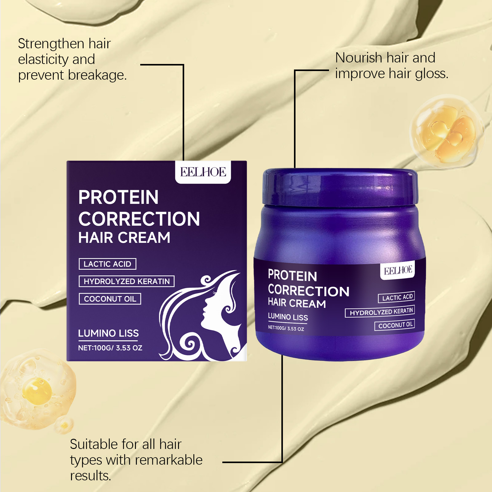 Protein Hair Straightening Cre - Hair Care With Protein recension och pris